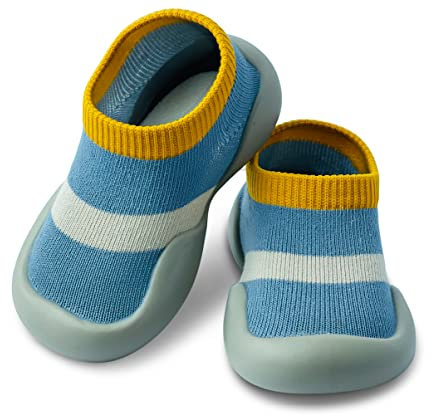 Dookeh Krabbelschuhe Baby, Lauflernschuhe Kinder, rutschfeste Hüttenschuhe Sockenschuhe für Mädchen Junge (A2-Blau, EU Schuhgrößensystem, Kleinkind, Alter (von/bis), M, 2 Jahre, 3 Jahre)