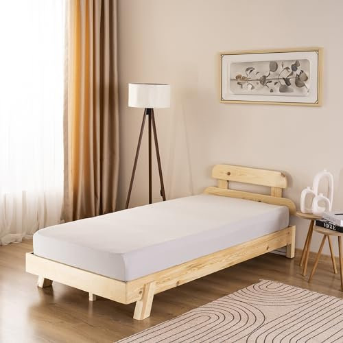 GD HOME Renforce Baumwolle Spannbettlaken/Spannbetttuch aus 100% Baumwolle/Weiches und Atmungsaktives Leintuch 100 x 200 x 30 cm/Jersey Bettlaken/Hellgrau