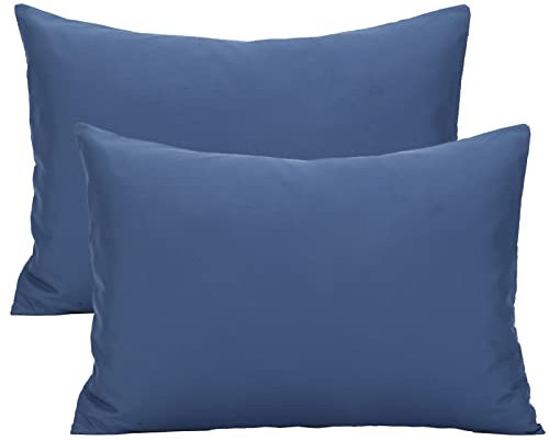 Winmany 2 Stück Baby-Kinder-Kissenbezüge, Kleinkind-Kissenbezug, weich, atmungsaktiv, Umschlag-Stil für Jungen und Mädchen, Bettwäsche, Kinderbett, 49 x 36 cm, maschinenwaschbar (Marineblau)