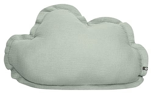 von Herzen Handmade Musselinkissen aus 100% Baumwolle I Kinderkissen I Dekokissen aus Musselin in Wolkenform I Wolkenkissen für Kinderzimmer & Bett I Handgenähtes Kissen mit Watte gefüllt (Mint)