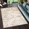 TAPISO Golden Teppich Kurzflor Wohnzimmer Schlafzimmer Luxuriös Beige Weiß Gold Linien Abstrakt Meliert Verwischt Modern Design ÖKOTEX 200 x 300 cm