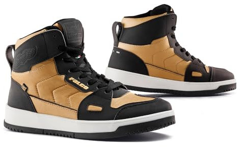 FALCO Harlem Damen Motorrad Schuhe, schwarz/weiß/gold, 36