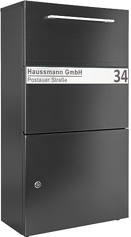 Haussmann Paketbriefkasten 400 Protect mit Namensschild, Paketkasten, Briefkasten groß, Postbox, geschützt vor Regen, kontaktlose Zustellung, fertig montiert, robust