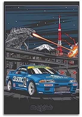 KYTIN JDM Racing Poster für Skyline R32 GTR Japan Sportwagen, dekorative Malerei, Leinwand, 30 x 45 cm
