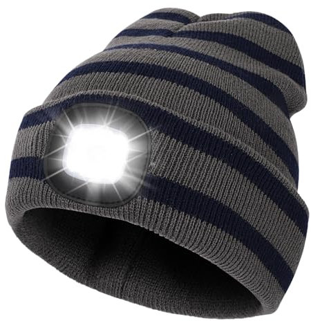 TAGVO LED Beleuchtete Mütze, Wiederaufladbare USB Laufmütze mit Licht Extrem Heller 4 LED Lampe, Mütze mit licht Herren Wintermütze led für Laufen Wandern Herren Damen, icht Männer Geschenke
