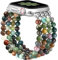 JR.DM Naturstein Armband Kompatibel mit Apple Watch Armband 38mm 40mm 41mm 42mm 44mm 45mm 46mm Schick Komfortabler Handgefertigter Elastischer iWatch Uhrband für Series 10/9/8/7/SE/6/5/4/3/2/1 Damen