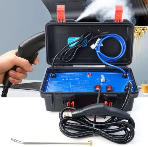 Hochtemperatur Dampfreiniger 3-5 Bar 3000W KFZ Steam Cleaner Mit Verlängerte Ellbogendüse Reinigungsmaschine mit Aufbewahrungsbox, für Küchen, Klimaanlagen, Autos