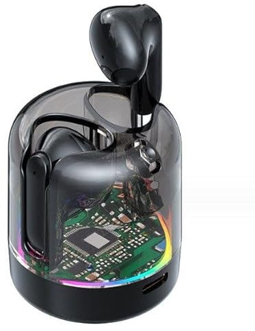 Rehomy Auriculares inalámbricos Bluetooth con funda de carga transparente