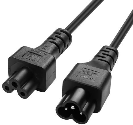 JSADZKJ IEC 320 C6 to C5 Extension Power Cable - Male to Female Adapter for Monitors, Projectors, Printers and More Devices - 0.6m