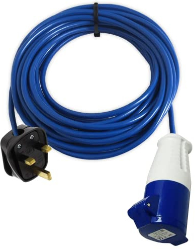 13A PLUG TO 16A BLUE SOCKET EXTENSION LEAD 1M 3M 5M 10M 15M 25M 50M CARAVAN EVENT ADAPTER (5 Metre)
