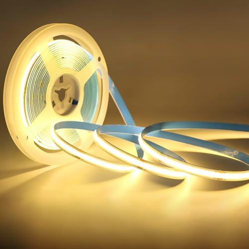 Oraymin COB LED Streifen 5M 3000K Warmweiß (Nur Streifen), LED Stripe Dimmbar 24V Flexibles COB LED Streifen, 8mm Breite für Home Dekoration, Küche, Spiegel, DIY Dekoration