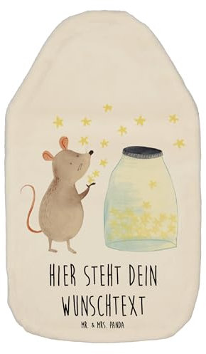 Mr. & Mrs. Panda Personalisierte Wärmflasche Maus Sterne - Weiß