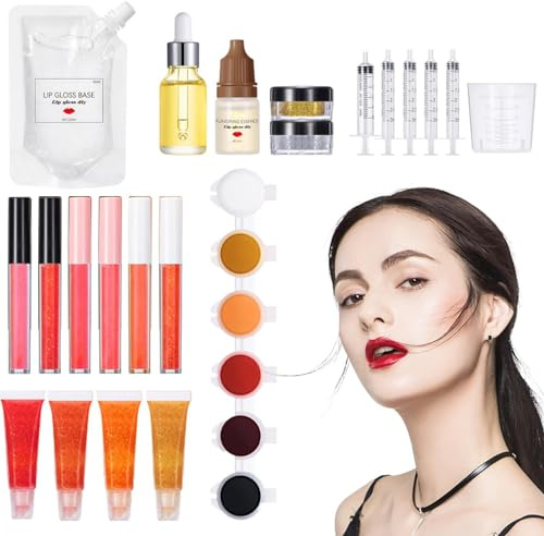 -lipgloss selber machen set, feuchtigkeitsspendendes, selbstgemachtes Lippenbalsam-Set mit Glitzer, Lipgloss-Make-up-Sets für Anfänger