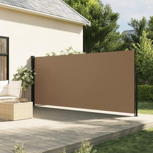 Tidyard Seitenmarkise Ausziehbar, Sichtschutz, Sonnenschutz, Seitenrollo für Balkon, Terrasse, Garten, Taupe 170x300 cm