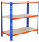 PROREGAL Schwerlastregal Baby MULI | HxBxT 90x80x40cm | 3 Fachböden | Fachlast 150kg | Blau-Orange | Lagerregal Kellerregal Werkstattregal