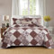 WONGS BEDDING Tagesdecke 220x240 Reddish Brown Patchwork Bettüberwurf Gesteppt Bedspreads Blumen Muster Steppdecke Mikrofaser kariertem Tagesdecke mit 2 Kissenbezug 48x75
