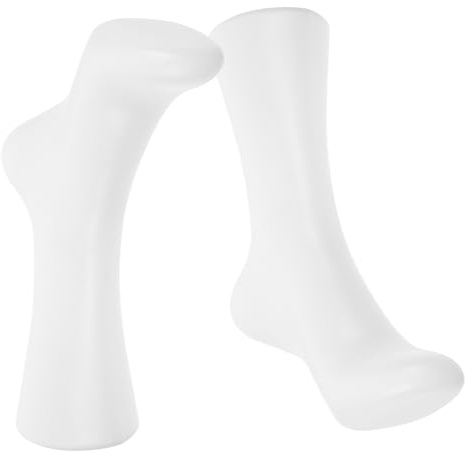 Sockenfuß Mannequin für Damenschuhe, 2 Stück Kunststoff Weiß | Fußformiges Ausstellungsmodell, Realistische Form für Frauen, Display und Schuhstütze, für Socken