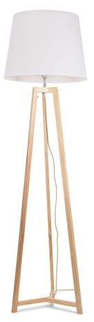 ValueLights | Natural Wood Tripod Floor Lamp with White Tapered Fabric Lampshade Living Room Light | Floor Lamps, Home Décor & Improvement Essential