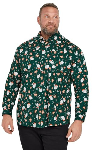 BadRhino Big & Tall Santa Print Shirt - Men's - Plus Size Curve Green