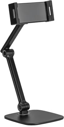 Spacetronik Tablet Ständer, Tablet Halterung Tisch aus Aluminium, Drehbar, Klappbar, Anti-Rutsch Pads, Kabeldurchführung, für iPad Pro 12.9, Air, Mini, Galaxy Tab, Smartphones und mehr 4.7–12.9 Zoll