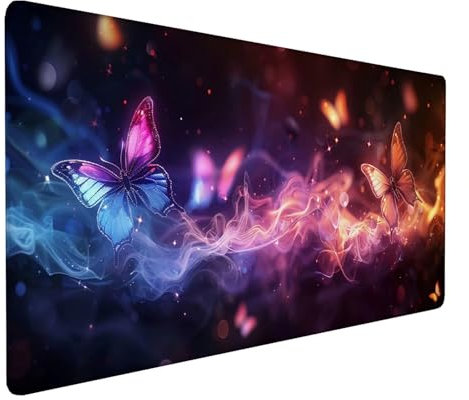Alfombrilla Ratón XXL 800x400x3mm, Gaming Alfombrilla Ratón Mariposa, Alfombrilla Escritorio con Base de Goma Antideslizante, Alfombrilla Teclado y Raton, Pc Gaming Accesorios, Regalos, Morado V-O-9