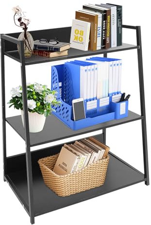 ARBGO Leiterregal Bücherregal, Leiterregal mit 3 Ablagen, Leiterregal, Standregal, Platzsparende Regale für Schlafzimmer, Küche, Balkon