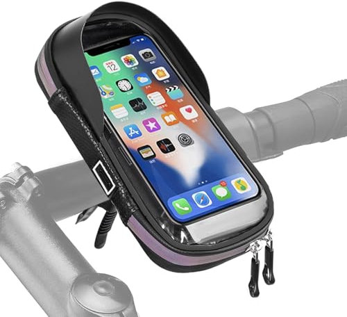 TYBYBB Support Telephone Nelo Etanche, Pivotant à 360°, Sacoche Velo Guidon, pour Smartphones Jusqu'à 7 Pouces, pour VTT, Vélos Électriques, Trottinette, Moto