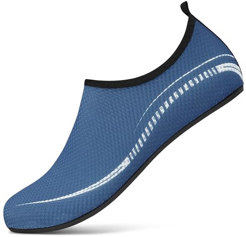 VOLHAL Badeschuh Damen Herren Wasserschuhe Neoprenschuhe Strandschuhe Aquaschuhe Surfschuhe Schwimmschuhe Wassersportschuhe Barfuß Schuhe Leicht Hausschuhe. Blau, 38 EU