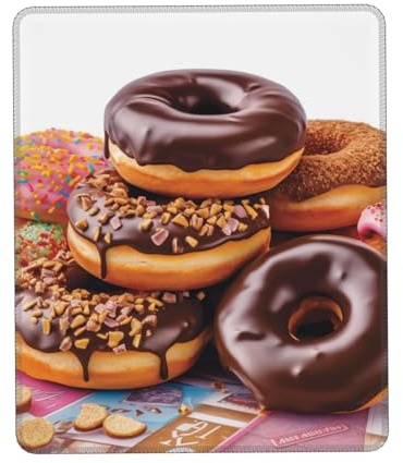 Mauspads Donuts Schokolade Gaming Mauspad Vernähte Kanten,Tragbar Schreibtischunterlage Für Tastatur Pc Büro 25X30Cm