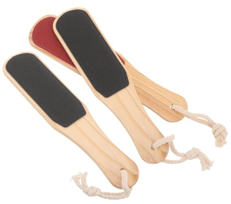 PACKOVE 3piezas Raspador Doble Cara Para Pies De Madera Exfoliador y Masajeador Para Callos y Piel Dura Ablandador De Durezas Para Pedicura Profesional y Uso Casa