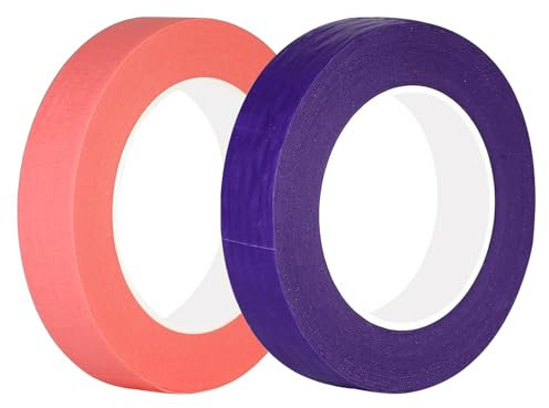 Ctyjia Lot de 2 Rouleaux de Ruban de Masquage, 15 mm x 50 m Ruban Décorateurs, Ruban de Peinture pour Peinture, Artisanat et Bricolage, Rose et Violet