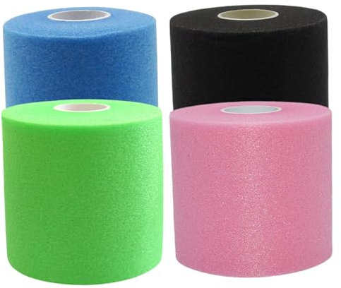 HoveeLuty Prewrap Athletic Tape, 4 Rollen, 7, 1 cm x 9, 9 m, Schwamm, stoßdämpfendes Pre-Wrap-Tape, Mehrfarbig, Pre-Wrap Athletic, Stirnbänder für Haare, Sport-Stirnbänder für Frauen und Männer