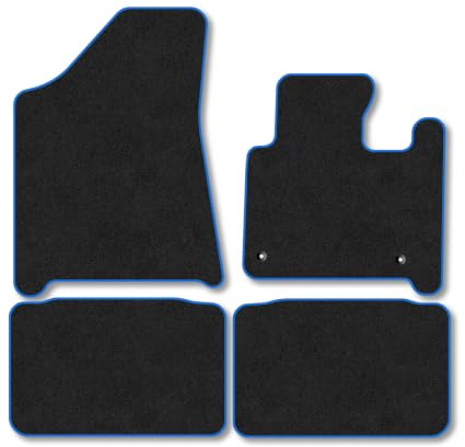 Hyundai Santa Fe (2024+) [Hybrid, 5 Seat] Carpet Car Mats | Blue Edge Trim Tailored Fit Floor Mats Full Coverage Protection Accessories Easy Clean Anti Slip Made in the UK