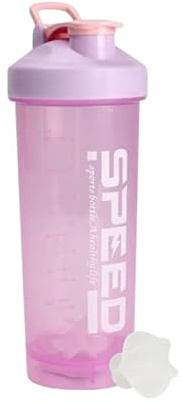 HOME UNIVERSAL Botella Shaker 800ml con Mixball – Agitadora para Proteínas en Polvo, Sin Fugas, Plástico Resistente con Tapa – Ideal para Fitness, Gimnasio y Deportes (Lila)