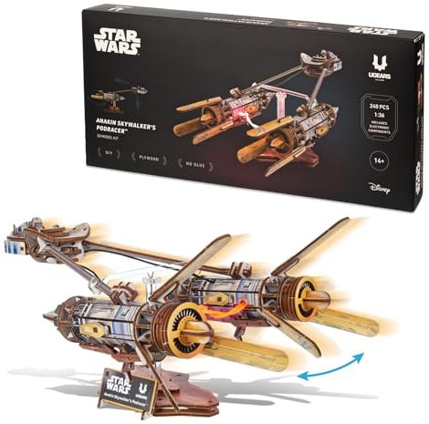 UGEARS Star Wars Anakin Skywalker's Podracer 3D Puzzle Erwachsene - Modellbau, Bastelset Erwachsene, DIY, Geschenke, Spielesammlung Klassiker, Holzpuzzle 3D, Weihnachten 2026, Holzbausatz