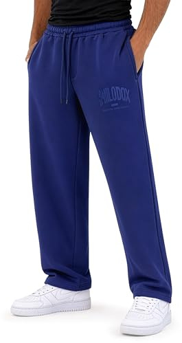 SMILODOX Jogginghose Herren Oswin, Oversized Fit Trainingshose mit elastischem Bund & verstellbarem Kordelzug, Logo-Print, praktische Seitentaschen, Lange Sporthose für Freizeit und Sport