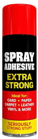 Extra Strong Spray Adhesive Glue 500ml – Multi Purpose Contact Adhesive for Carpet, Wood, Plastic, Fabric, Foam, Paper, Card & DIY Crafts – Fast Dry Heavy Duty Aerosol Glue Spray (500 ML)