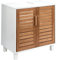 BUTLERS White Sands Waschbeckenunterschrank Bambus-Optik 60x38x61,5 cm in Weiß - Moderner Badunterschrank, Badmöbel