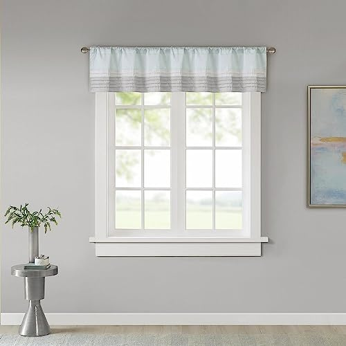 Madison Park Amherst Rod Pocket Valance for Window, 1-Panel, 50x18 Aqua