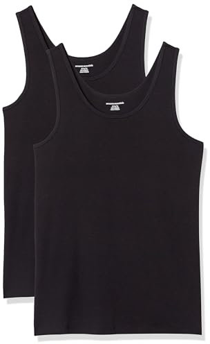 Amazon Essentials Damen Tanktop, Schmale Passform, 2er-Pack, Schwarz, XXL