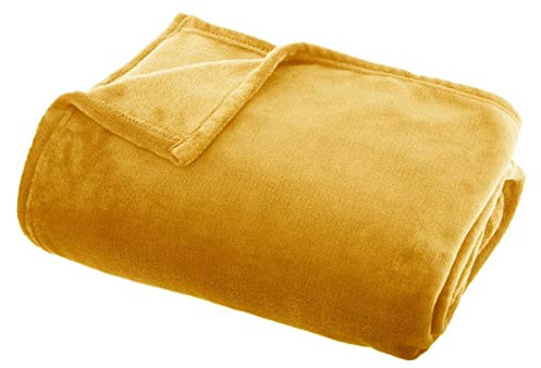 ATMOSPHERA CREATEUR D'INTERIEUR AC-Déco Wohndecke Uni Gelb - Flanell - L 150 x B 125 cm