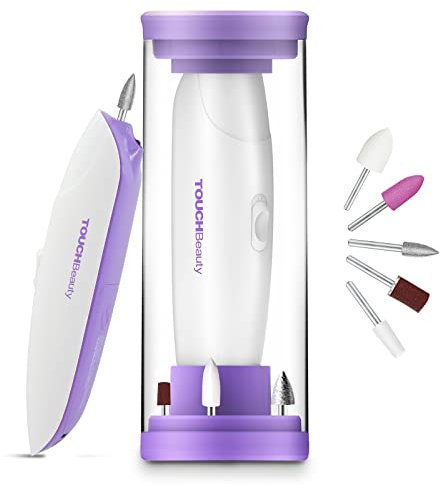 Ponceuses pour Ongles Sans Fil, TOUCHBeauty Lime à Ongle Electrique Kit Professionnel de Manucure Pédicure avec 5 Embouts, Lumière LED et Boîte de Rangement, Violet