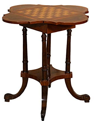 Biscottini Mesa con Tablero de Ajedrez de Madera 81 x 78 x 81 cm | Mesa de Salón para Damas y Ajedrez