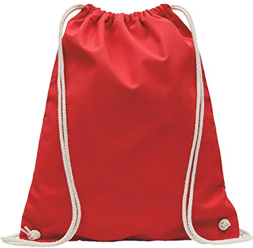 Baumwoll Turnbeutel 1 Stück 38 x 42 cm Sportbeutel - Rucksack Stofftasche Bag, Beutel, Baumwollbeutel, Jutebeutel OEKO-TEX® geprüft Stoffbeutel Damen & Herren, Kinder Gym Sack zum bemalen in Rot