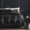 Damier Bettwäsche 200x200cm Schwarz Satin Bettwäsche Set 3 Teilig Einfarbig Hochwertiges Satin Deckenbezug Bettbezug mit Reißverschluss und 2 Kissenbezüge 80 × 80 cm