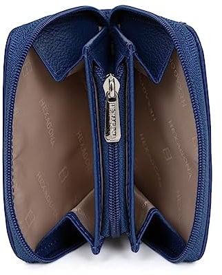 Hexagona - Porte-Monnaie - Cuir - Compatible Cartes de crédit - pour Femme - Collection Confort - Bleu