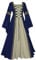 Feynman Robe Medievale Femme - Robe rétro femme, à manches trompettes - Robe de palais, fête, Robe Renaissance Femme