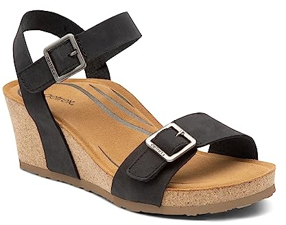 Aetrex Sandalia de cuña Lexa con cuarto de tira