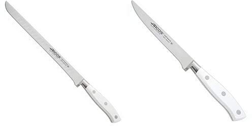 Arcos Riviera Blanc Cuchillo jamonero flexible, 250 mm (estuche) + Riviera Blanc Cuchillo deshuesador, 130 mm (estuche)
