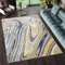 TAPISO Shine Teppich Kurzflor Grau Blau Gold Abstrakt Marmor Wohnzimmer Schlafzimmer 3D Optik Modern Design ÖKOTEX 80 x 150 cm
